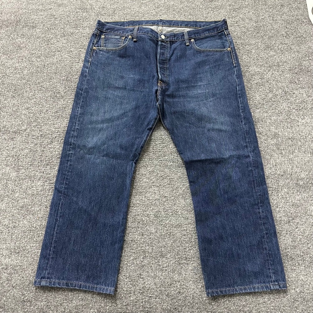 Levi's Jeans Mens Size 42x30 Blue 501 Straight Leg Cotton Denim Dark Wash